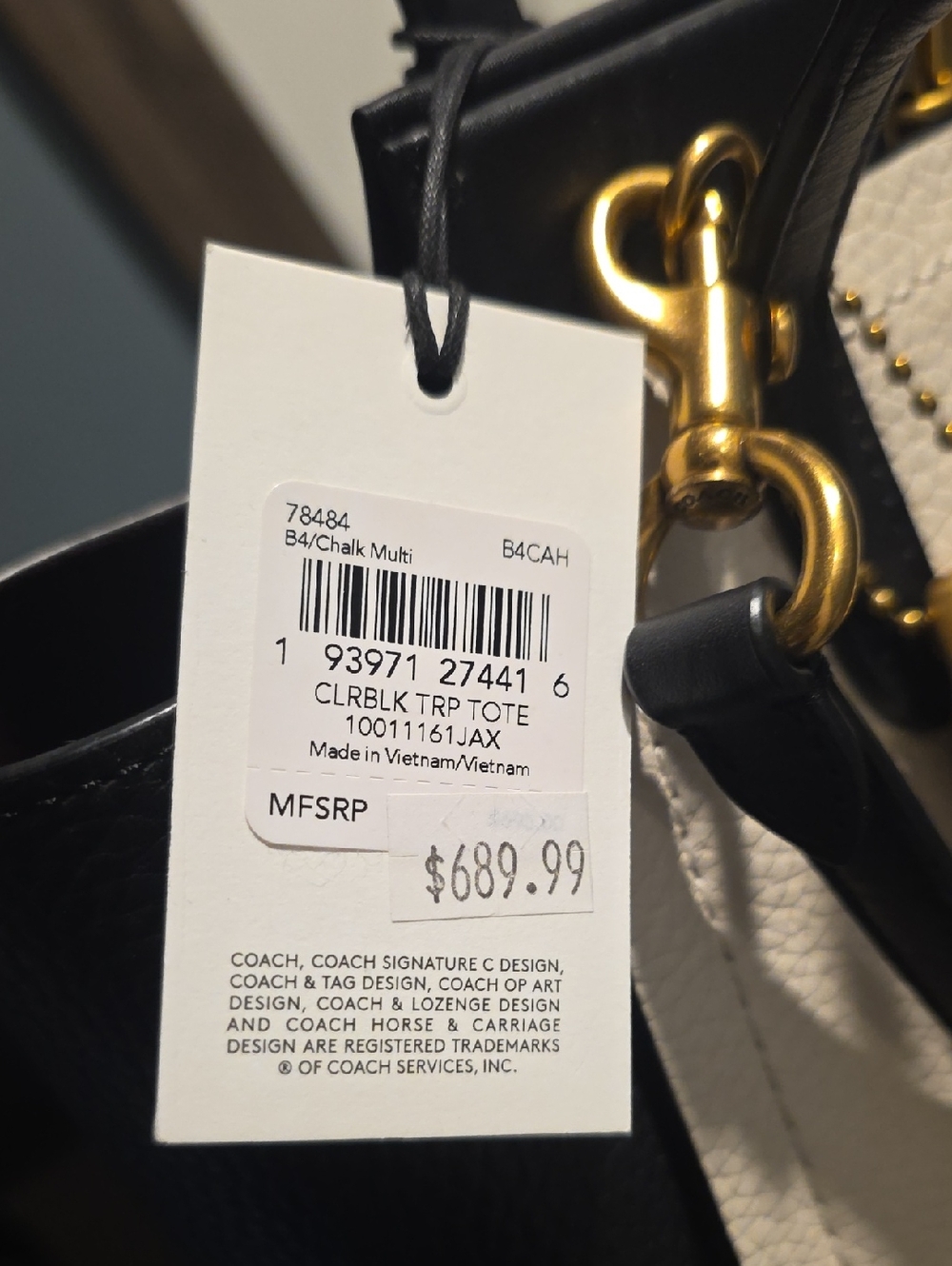 Coach 1941 Troupe Tote in the Colorblock (Chalk Multi) colorway. - Picture 12 of 15